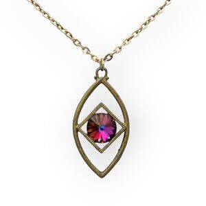 Sarah Coventry Fuchsia Rivoli Glass Necklace Mid-Century Vintage